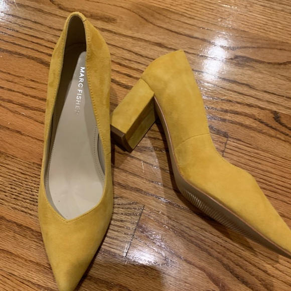 Marc Fisher Zala Block Heels in Canary Yellow - Picture 5 of 15
